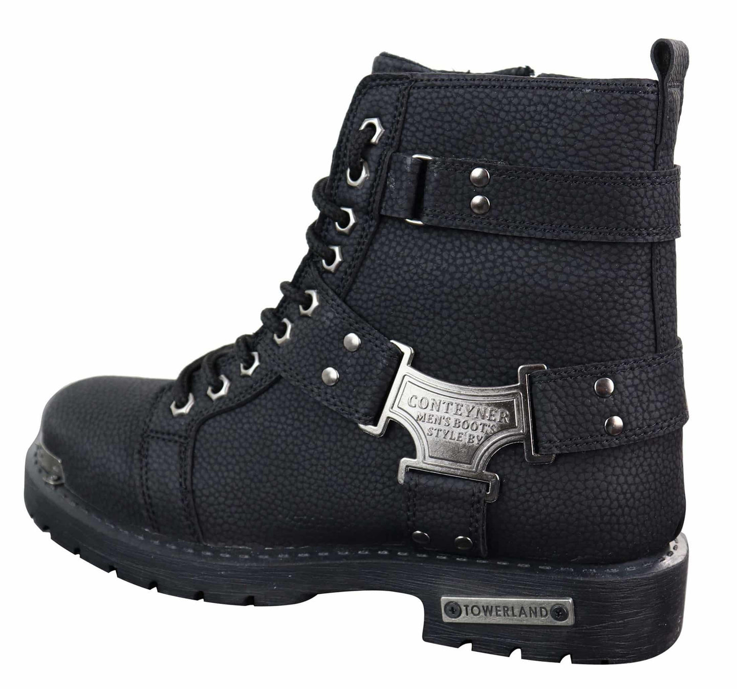 Mens Black Rugged PU Leather Boots