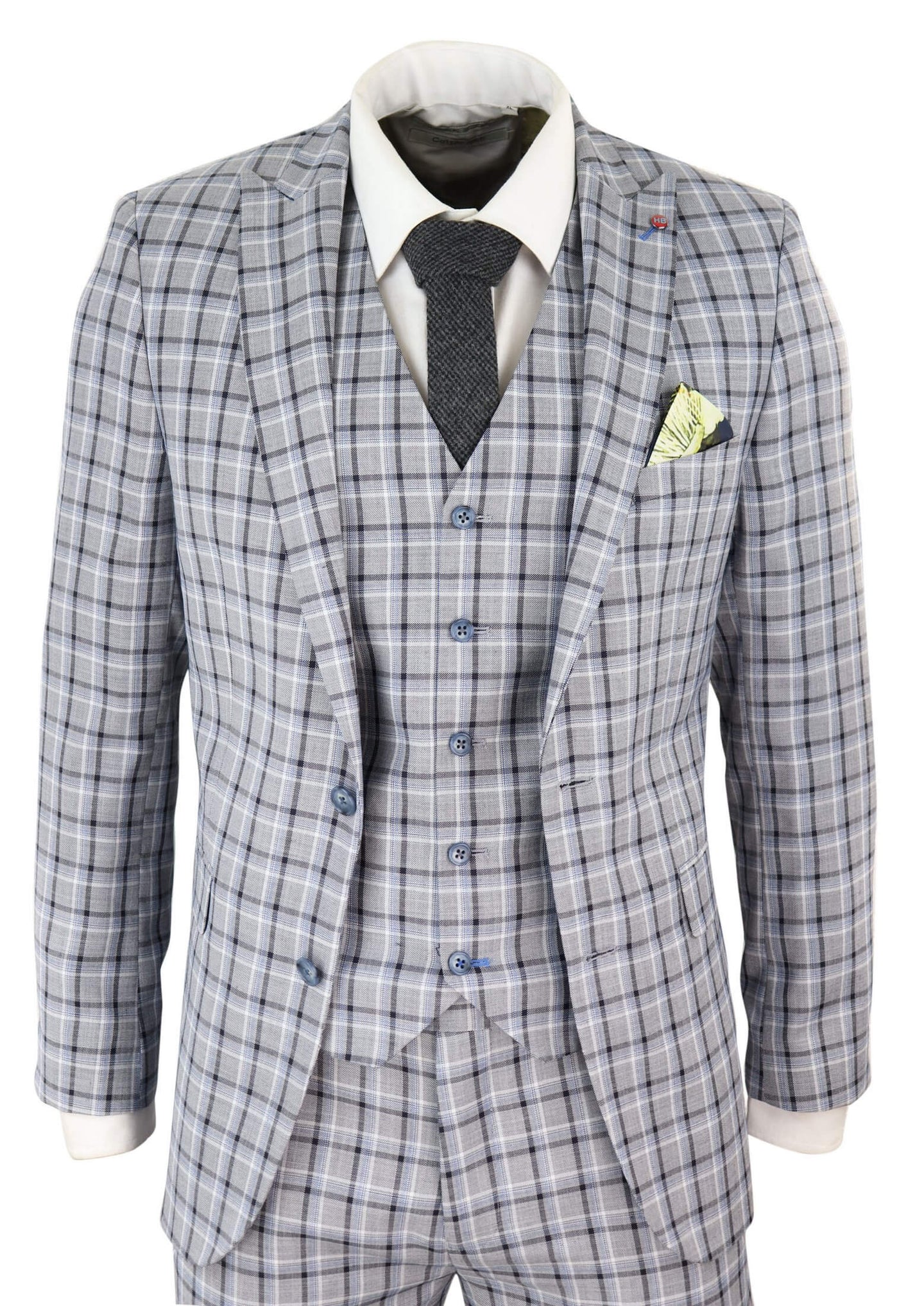 Mens Grey Pince of Whales Check 3 Piece Suit