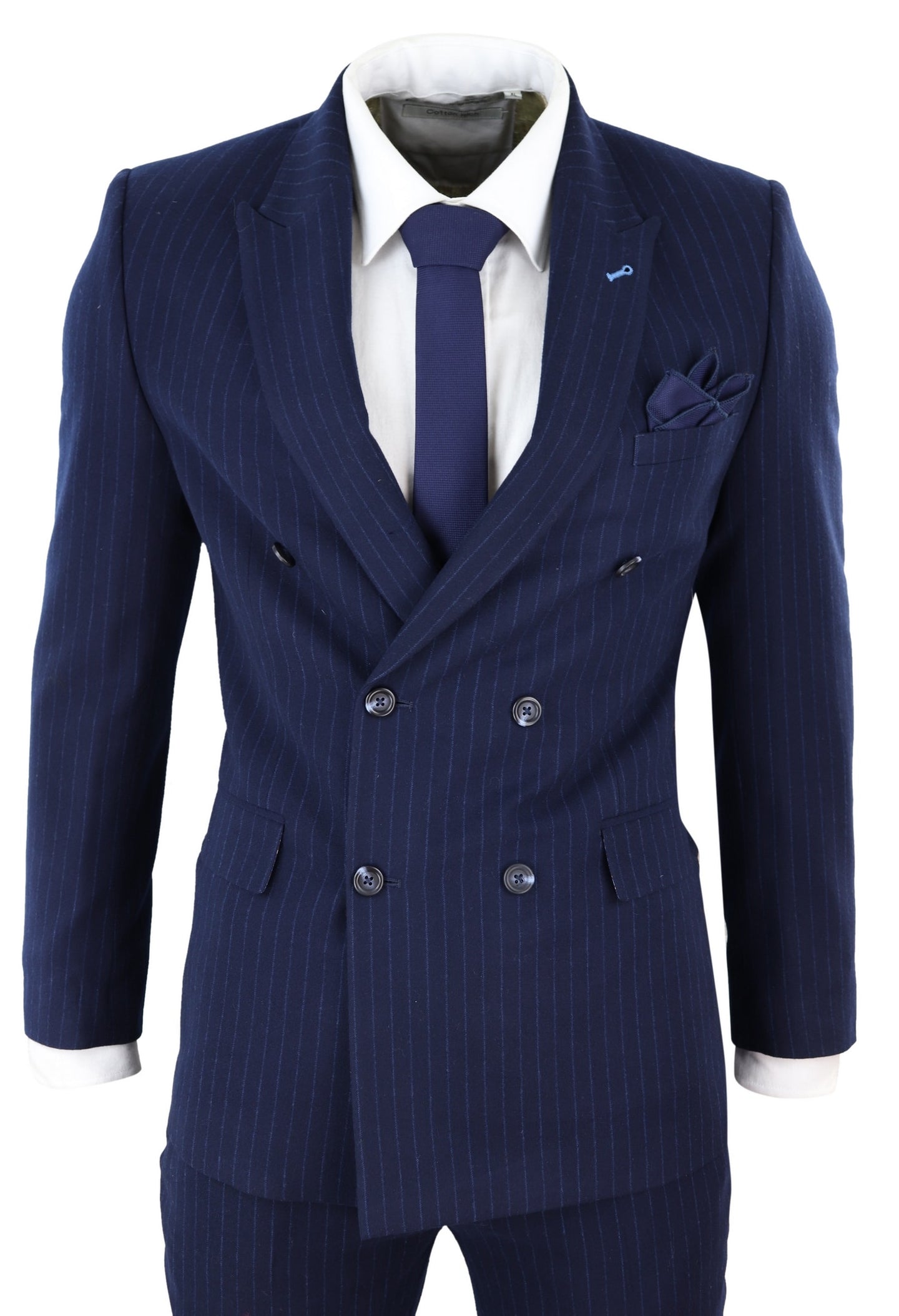 Navy-Blue Pinstripe Double Breasted Mafia Suit