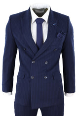 Navy-Blue Pinstripe Double Breasted Mafia Suit