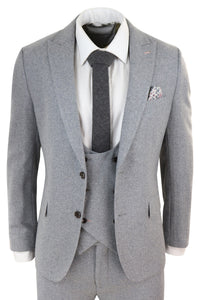 Men's Grey 3 Piece Wool Suit