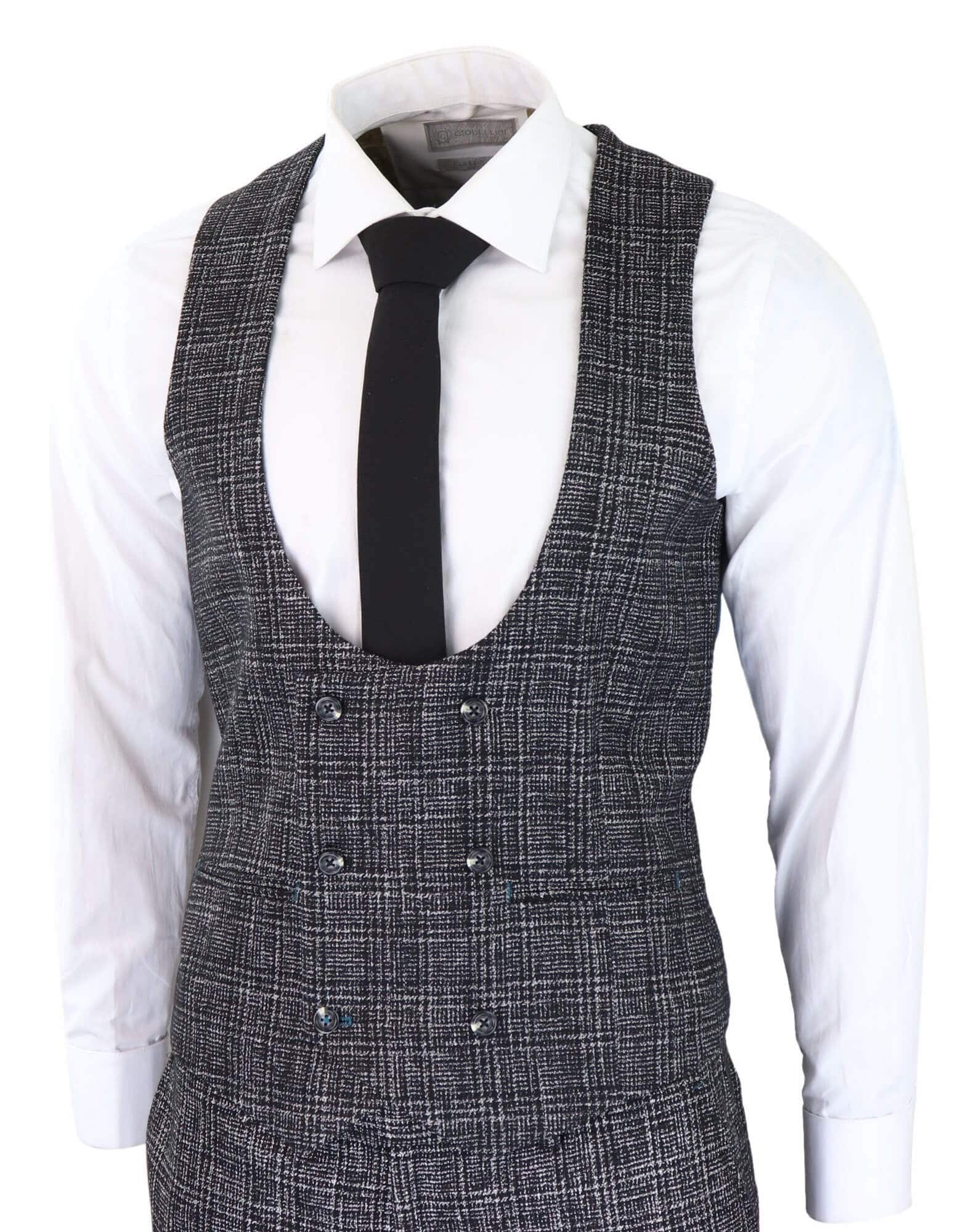 Men's Charcoal-Grey Check 3 Piece Suit