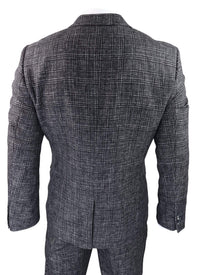 Men's Charcoal-Grey Check 3 Piece Suit