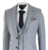 Mens Wool 3 Piece Grey Suit Double Breasted Waistcoat Wedding Party Vintage 1920s