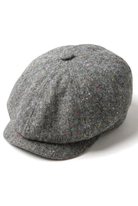 8 Panel Baker Boy Cap Shelby Hut Wolle Tweed Klassisch Grau Razor