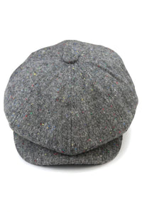 8 Panel Baker Boy Cap Shelby Hut Wolle Tweed Klassisch Grau Razor