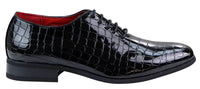Mens Patent Black Crocodile Style PU Leather Shoes