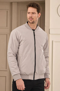 Schwarze und beige, wendbare Bomberjacke für Herren, leichte Steppjacke, 2-in-1