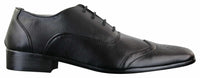 Gio Gino 907001 Mens Black Smart Formal PU Leather Laced Brogues Shoes Gatsby Italian Classic