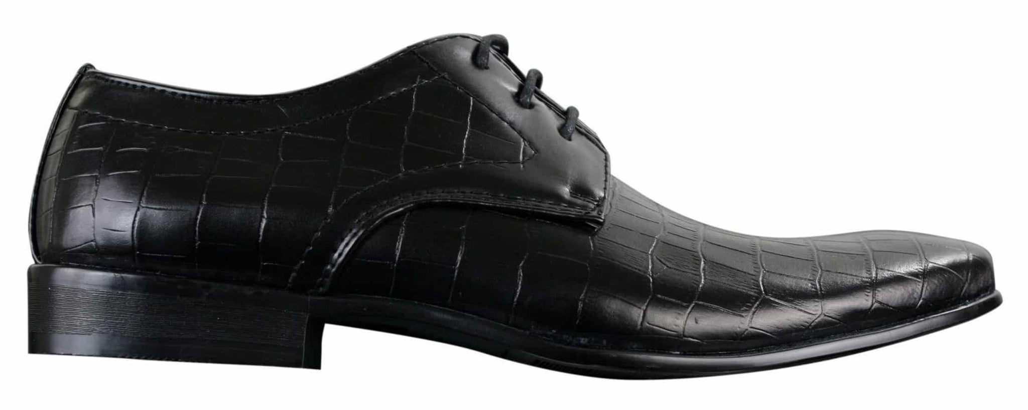 Mens Black Tan Brown Crocodile Snake PU Leather Shoes Laced Smart Formal Pointed