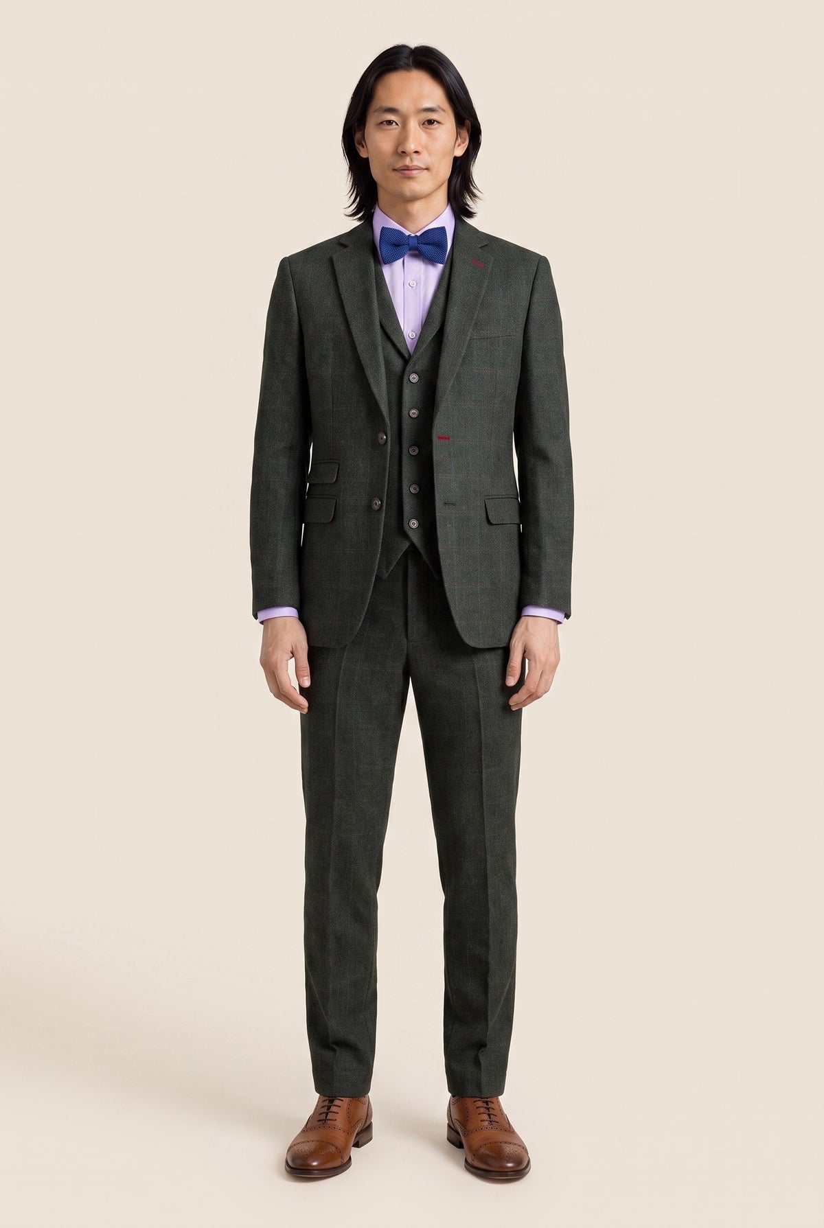 Look #1003 styled with Joshua Herrenanzug, 3-teilig, Slim Fit, Grün