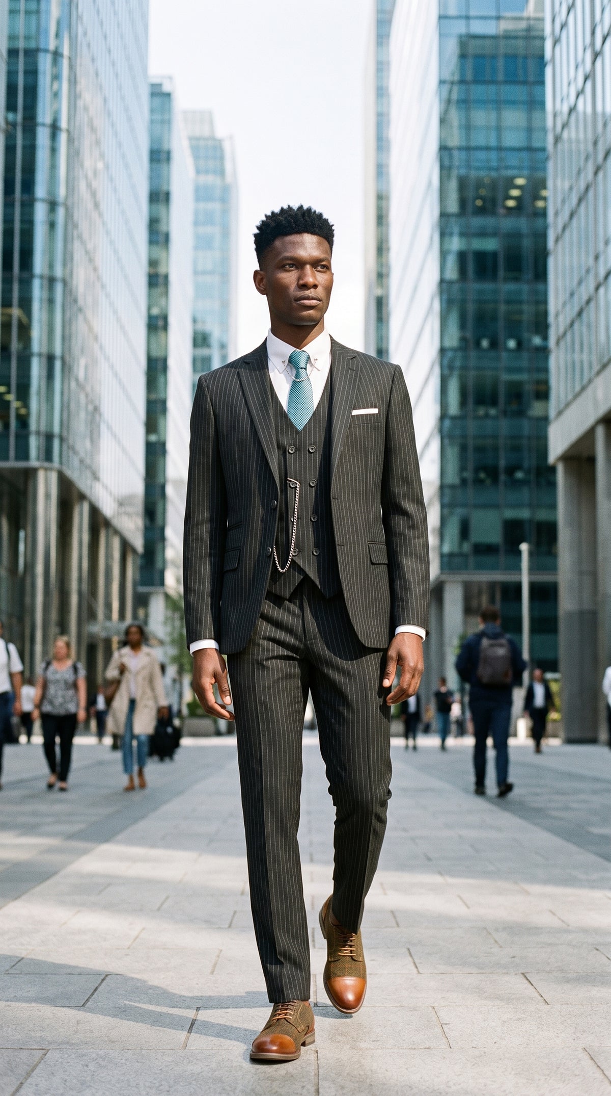 Look #276 styled with Schwarzer 3-teiliger Nadelstreifenanzug für Herren