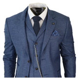 AK-09 Men's 3-Piece Tailored Blue Prince of Wales Check Suit