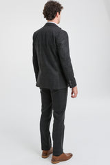 Schwarzer 3-teiliger Glencheck-Anzug für Herren