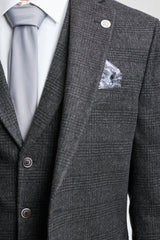 Schwarzer 3-teiliger Glencheck-Anzug für Herren