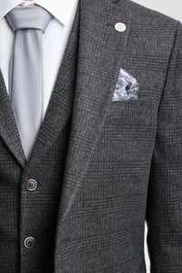 Schwarzer 3-teiliger Glencheck-Anzug für Herren