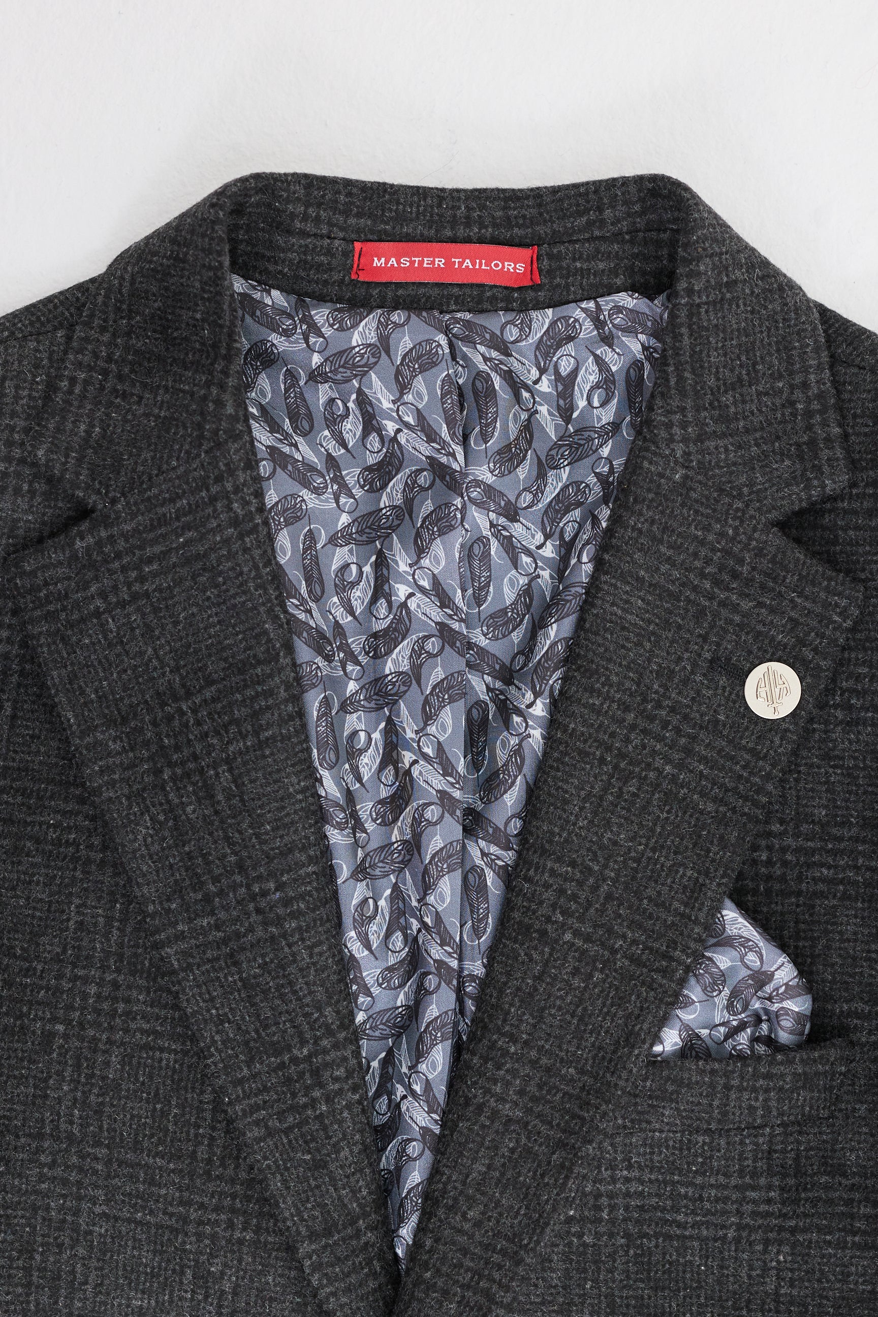 Schwarzer 3-teiliger Glencheck-Anzug für Herren