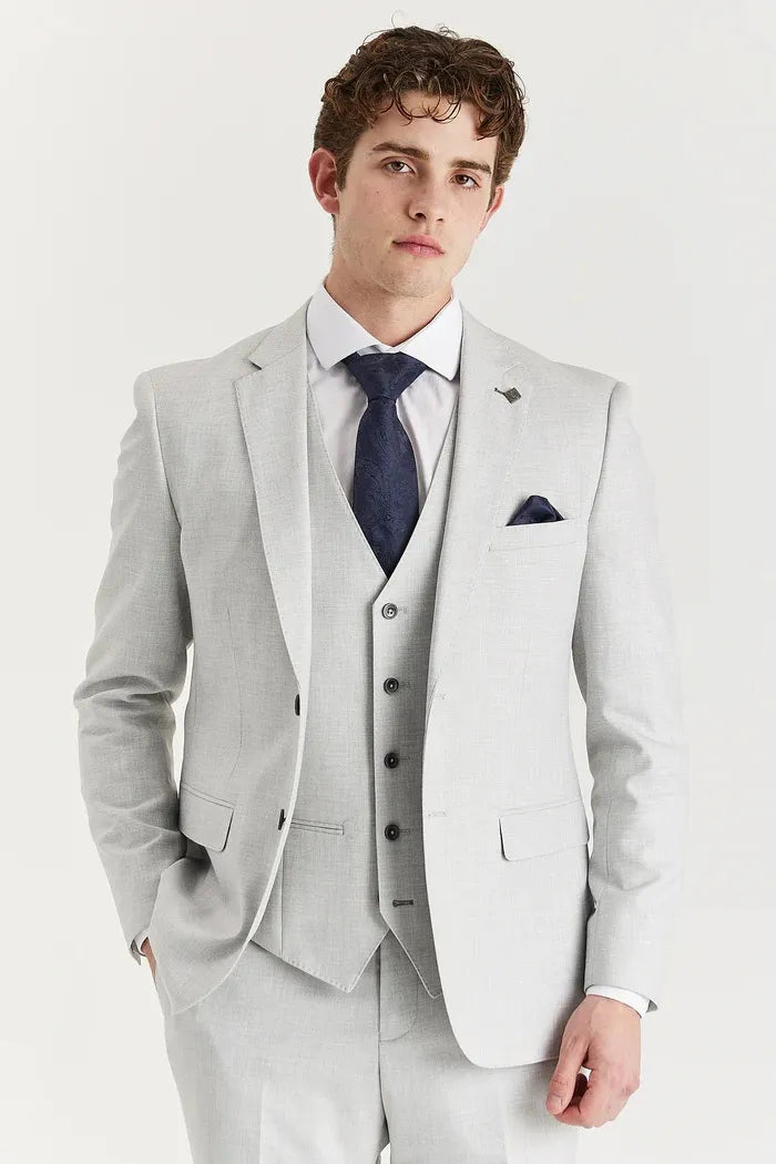 Belmont - Men's Silver 3 Piece Stitch Lapel Classic Suit
