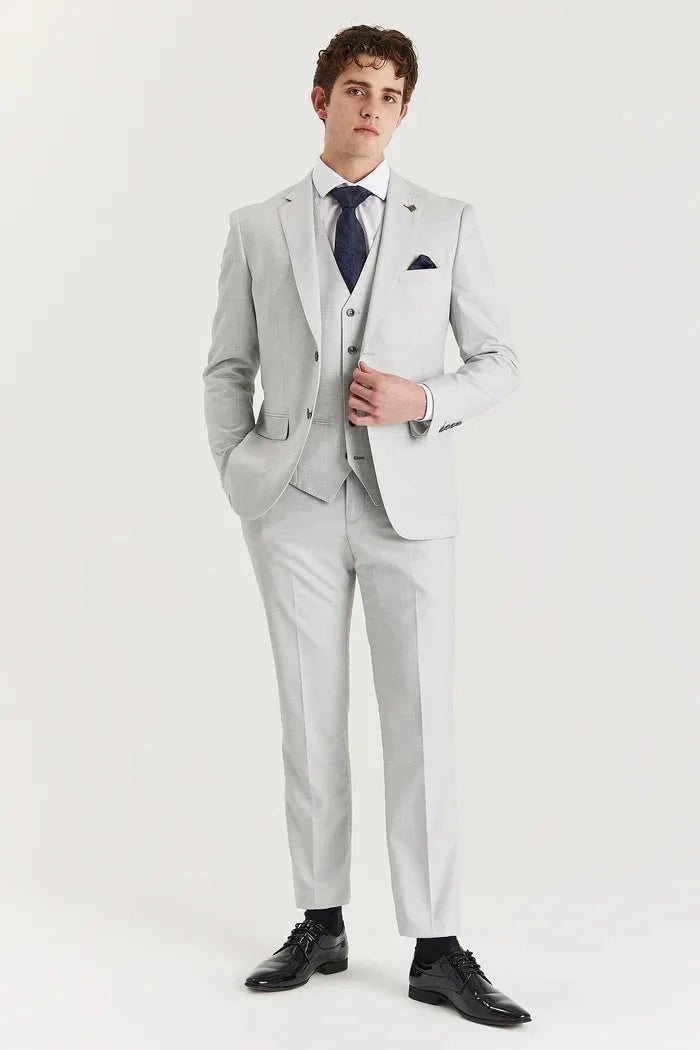 Belmont - Men's Silver 3 Piece Stitch Lapel Classic Suit