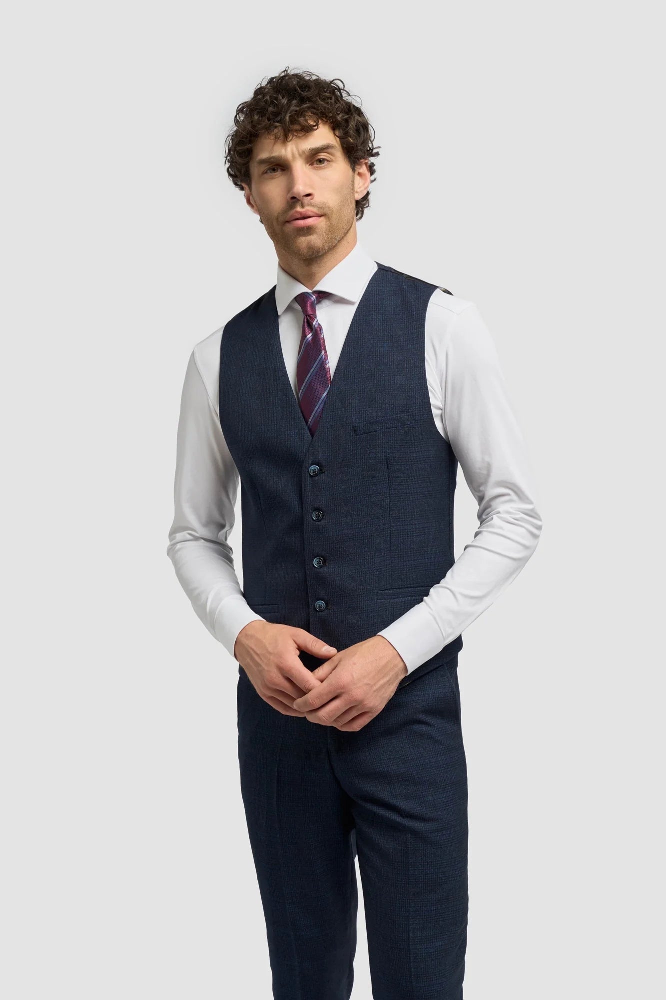 Caridi - Herren-Tweed-Weste in Marineblau
