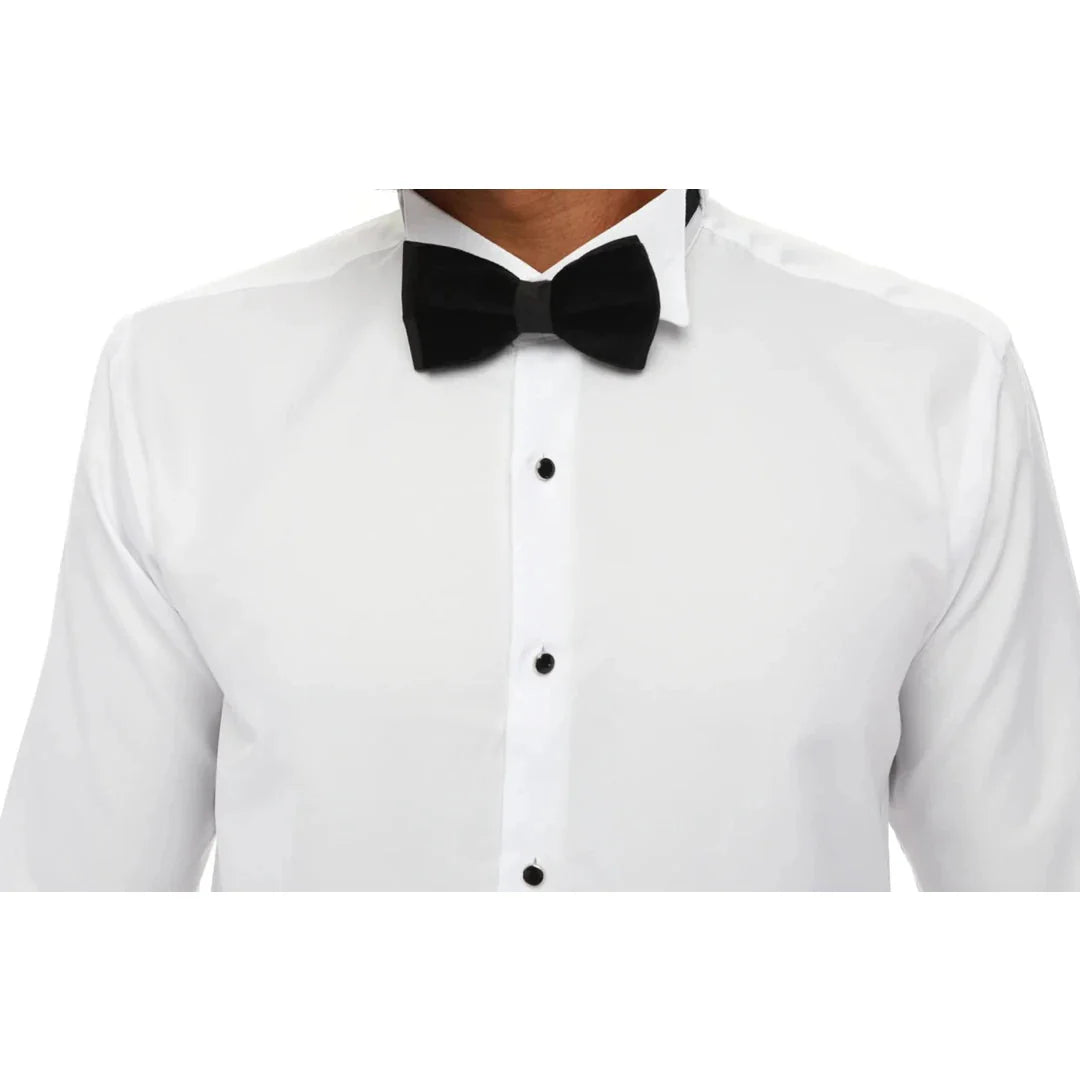 Men's Wing Collar Shirt Tuxedo White Double Cuff Dinner Classic