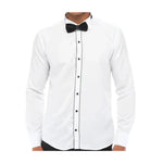 Men's Wing Collar Shirt Tuxedo White Black Piping Double Cuff Dinner Classic