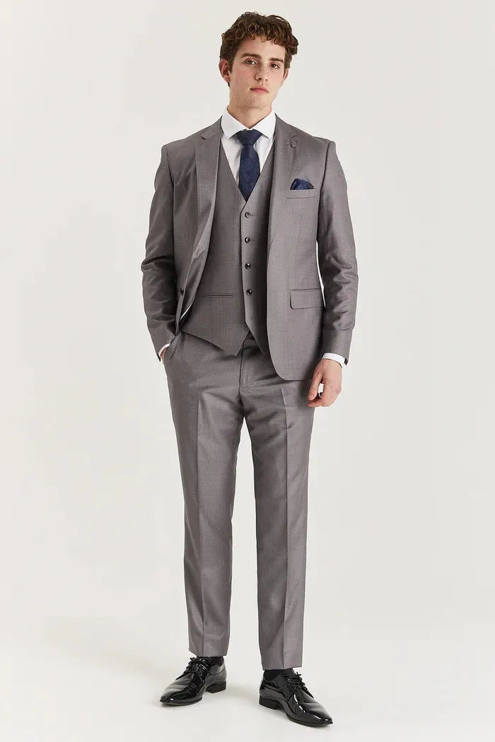 Edward - Men's Grey 3 Piece Stitch Lapel Classic Suit