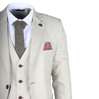 IM05 - Men's 3 Piece Cream Classic Wedding Suit