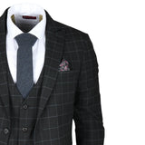 IM3 Men's Black Checked Tailored Fit 3-Piece Suit
