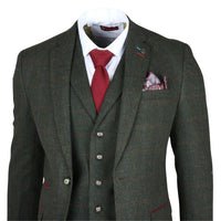 Joshua Men's 3-Piece Green Tweed Slim Fit Suit