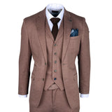Nathan Men's Brown 3-Piece Slim Fit Suit