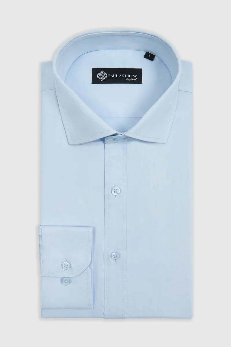 Klassisches Herren-Hemd mit doppelter Manschette und Cutaway-Kragen – Blau
