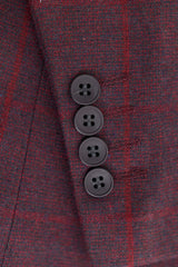 3-teiliger Herrenanzug aus Wolle und Tweed, Pflaume, Weinrot, Karomuster, 1920er Jahre Gatsby