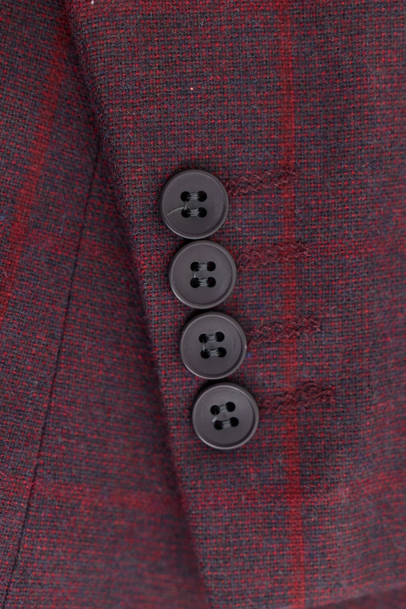 3-teiliger Herrenanzug aus Wolle und Tweed, Pflaume, Weinrot, Karomuster, 1920er Jahre Gatsby