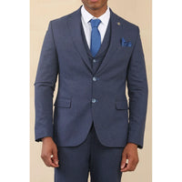 TP-24 - Men's Navy 3 Piece Linen Summer Wedding Suit