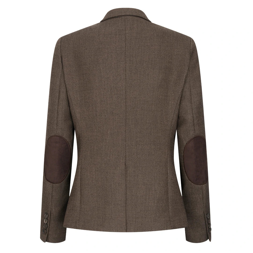 TPW-AK-06 - Brauner 3-teiliger Damen-Tweedanzug im Fischgrätmuster