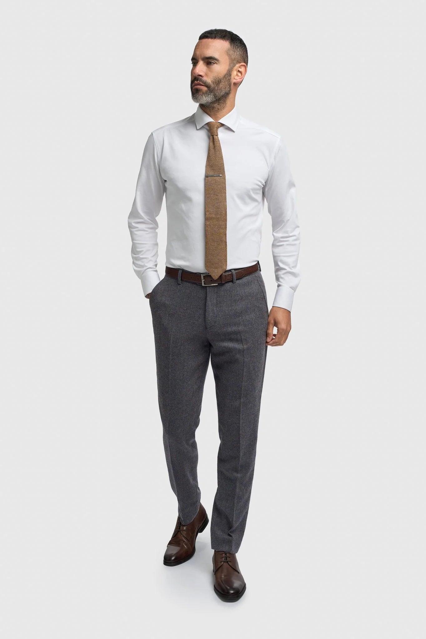 Thomas – Herrenanzug, dreiteilig, marineblau, aus Wollmischung und Tweed