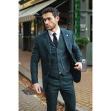 AK-07 Men's 3-Piece Olive Green Check Suit