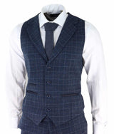 Men's Blue Tartan Check 3 Piece Suit