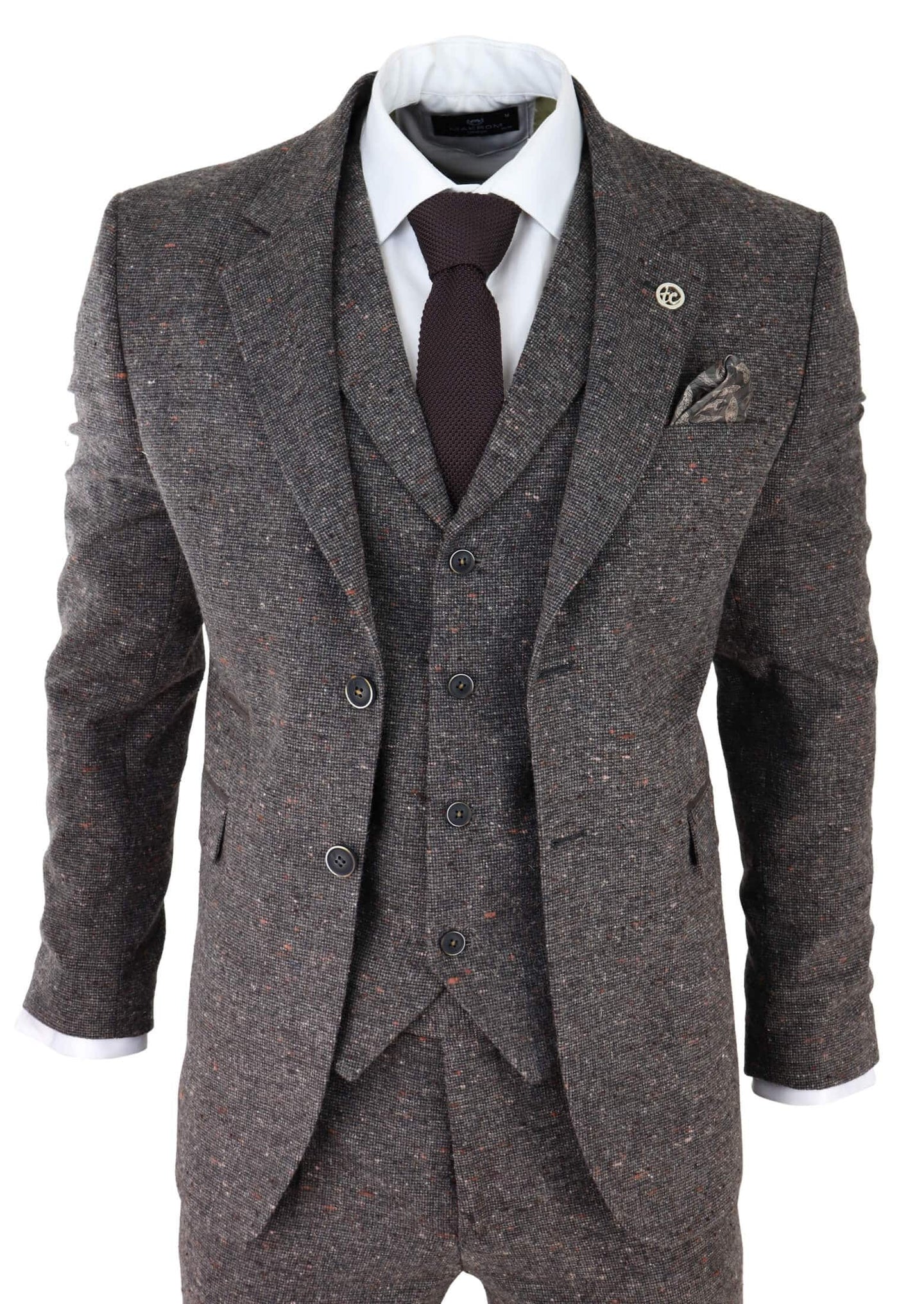 Men's Brown Tweed 3 Piece Suit