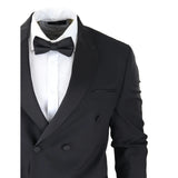 AK-22 - Men's Double Breasted Black Tuxedo Dinner Wedding Suit