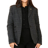 Grauer Damen-Tweed-Karo-Blazer-Anzug
