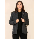 Grauer Damen-Tweed-Karo-Blazer-Anzug
