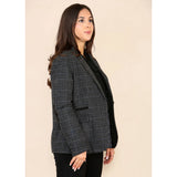 Grauer Damen-Tweed-Karo-Blazer-Anzug