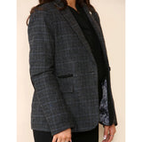 Grauer Damen-Tweed-Karo-Blazer-Anzug