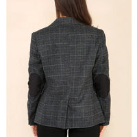 Grauer Damen-Tweed-Karo-Blazer-Anzug