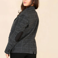 Grauer Damen-Tweed-Karo-Blazer-Anzug
