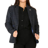 Damen-Tweed-Karo-Blazer, blauer Anzug