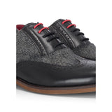 Albert - Schwarze Herren-Brogueschuhe aus Leder mit Tweed-Details