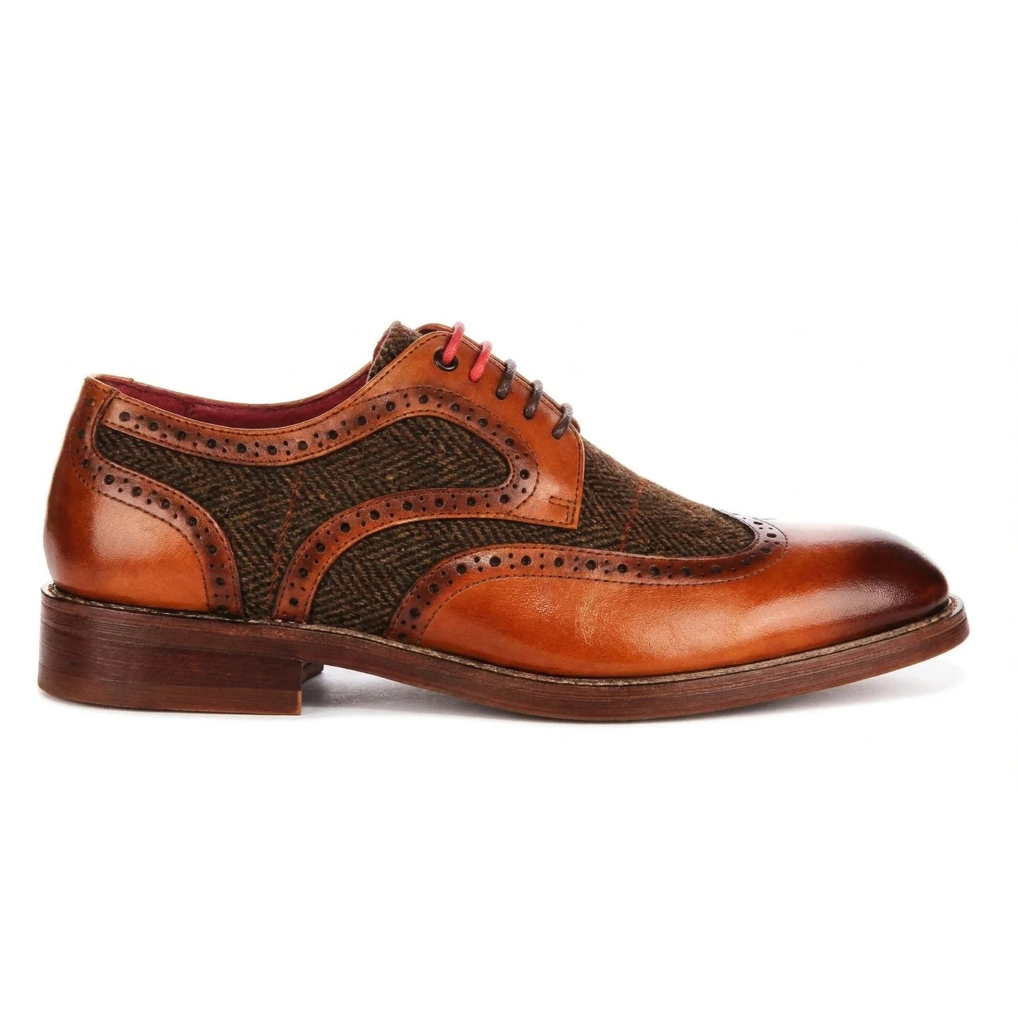 Arlo - Herren-Brogueschuhe aus hellbraunem Tweedleder